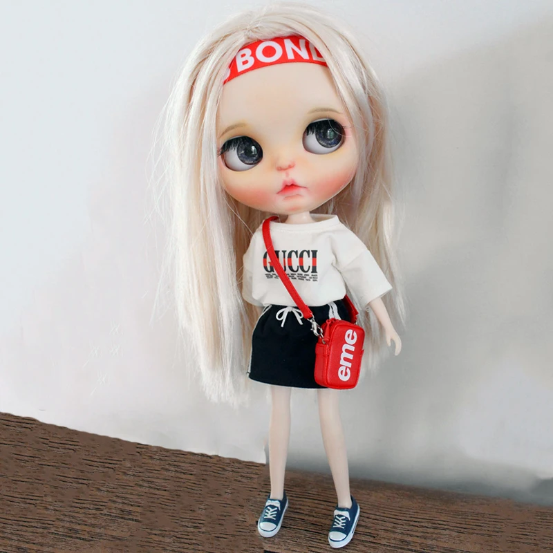 1/6 Одежда для кукол, футболка/Короткая юбка для Blyth, рубашка для Licca, Azone, Pullip, Obitsu24, Одежда для кукол, наряды, аксессуары