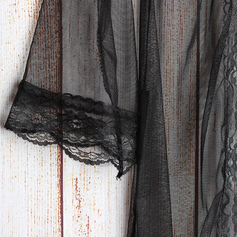 

ST397 Plus Size Perspective Robe Sexy Underwear G-string Sexy Costumes Women Sexy Lingerie Hot Black Lace Erotic Lingerie