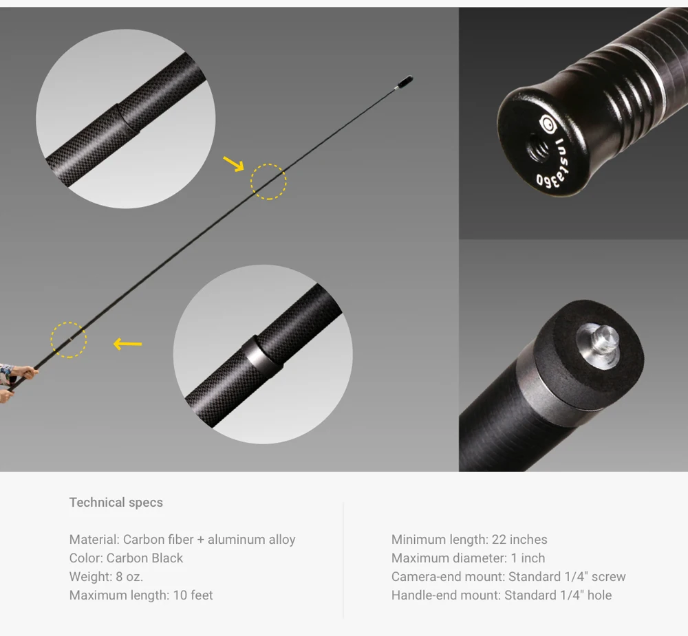 Insta360 удлиненная версия невидимая ультрадлинная тонкая селфи-палка 0,57 M-3M Insta360 аксессуары для экшн-камеры ONE и ONE X