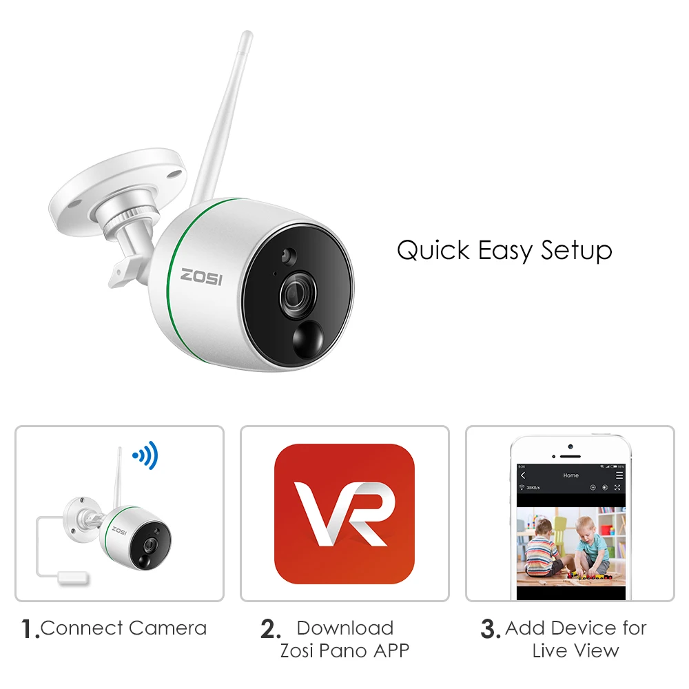 ZOSI Full HD 1080P беспроводная ИК ночного видения SD карта Wifi CCTV видео камера для системы наблюдения монитор 2MP Пуля IP камера