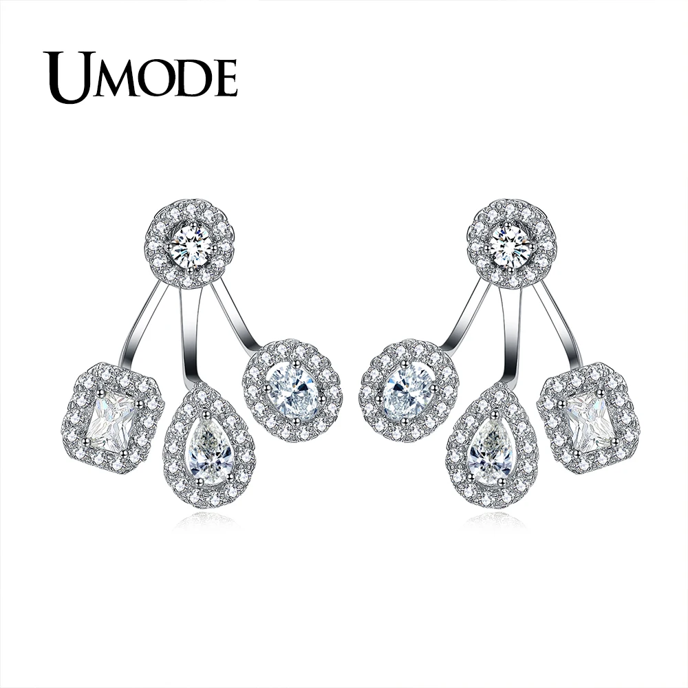 UMODE Креативный новый дизайн четыре овальные квадратные круглые серьги AAA CZ