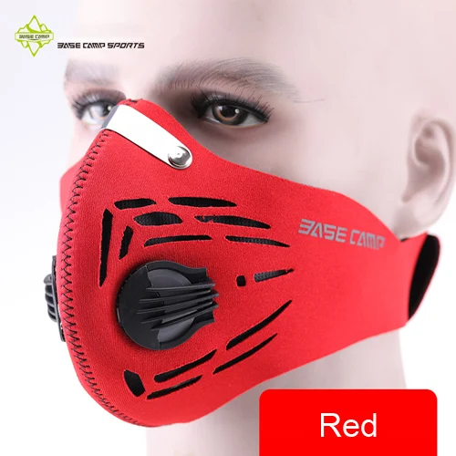 Red Cycling Mask BASECAMP Мужская/Женская Пыленепроницаемая велосипедная маска с активированным углем, маска против загрязнения для велосипедного велосипеда, маска для тренировок на открытом воздухе, маска для лица - Цвет: Red Cycling Mask