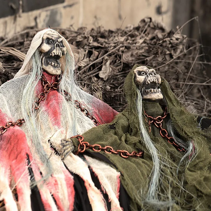 Хит продаж реквизит на Хэллоуин принадлежности голосовые цепи скелет призрак
