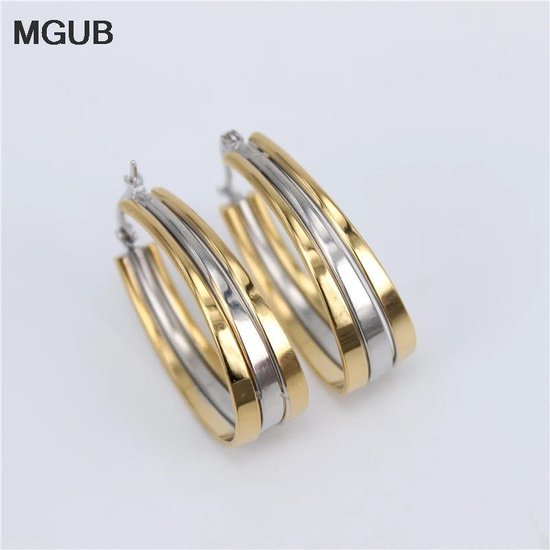

oval 3 color options Fashion European and American classic female hoop earrings 30mm outer diameter 10mm face width LH670