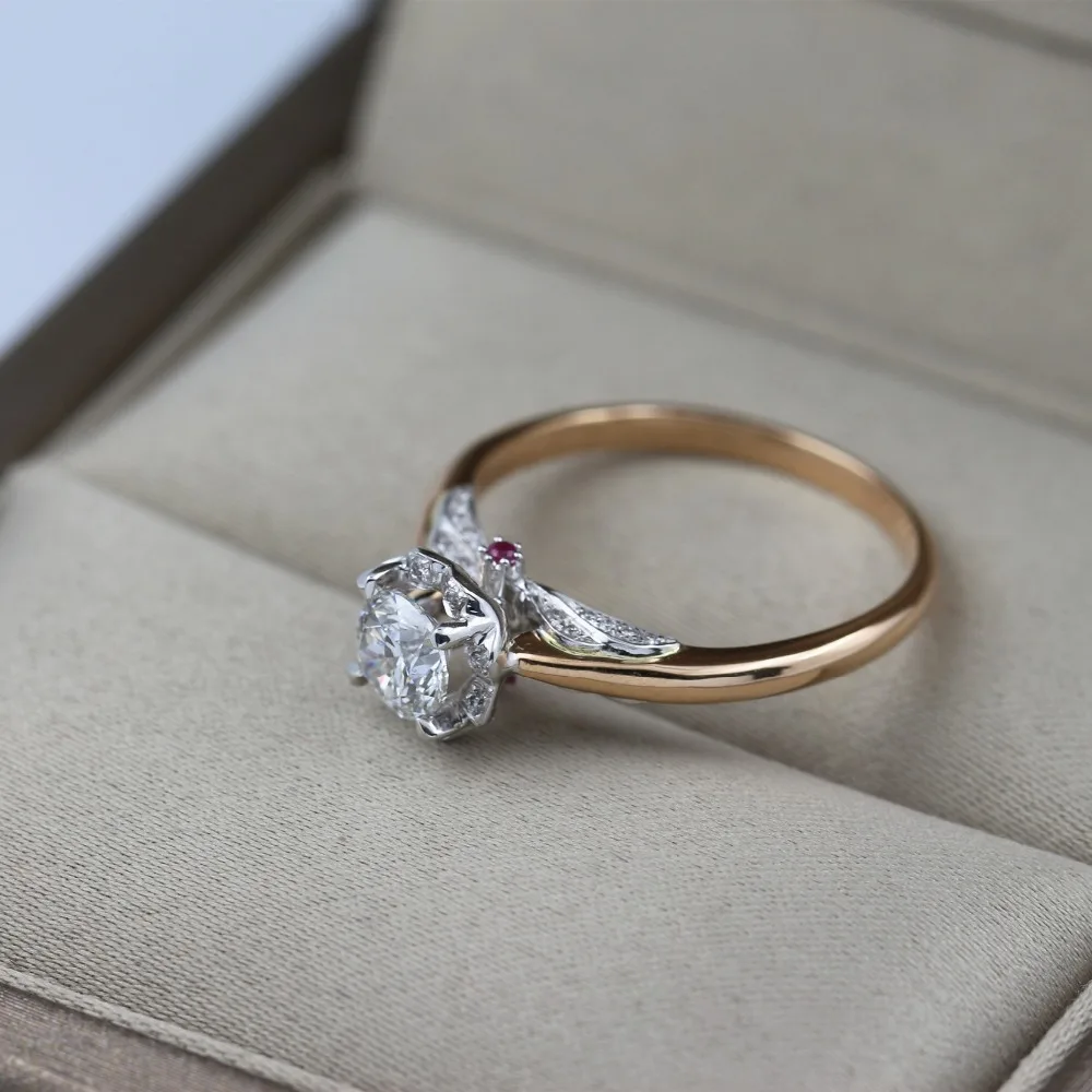 LASAMERO 0.50CT FG/SI Round Cut Natural Diamond Ring For Women 18k White Gold 2 Tone Certified Engagement Wedding | Украшения и