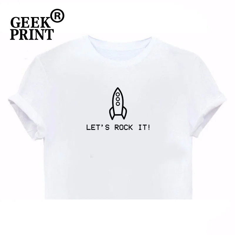 Женские топы LETS ROCK IT Rocket Space футболки с принтом Женская забавная Рождественская
