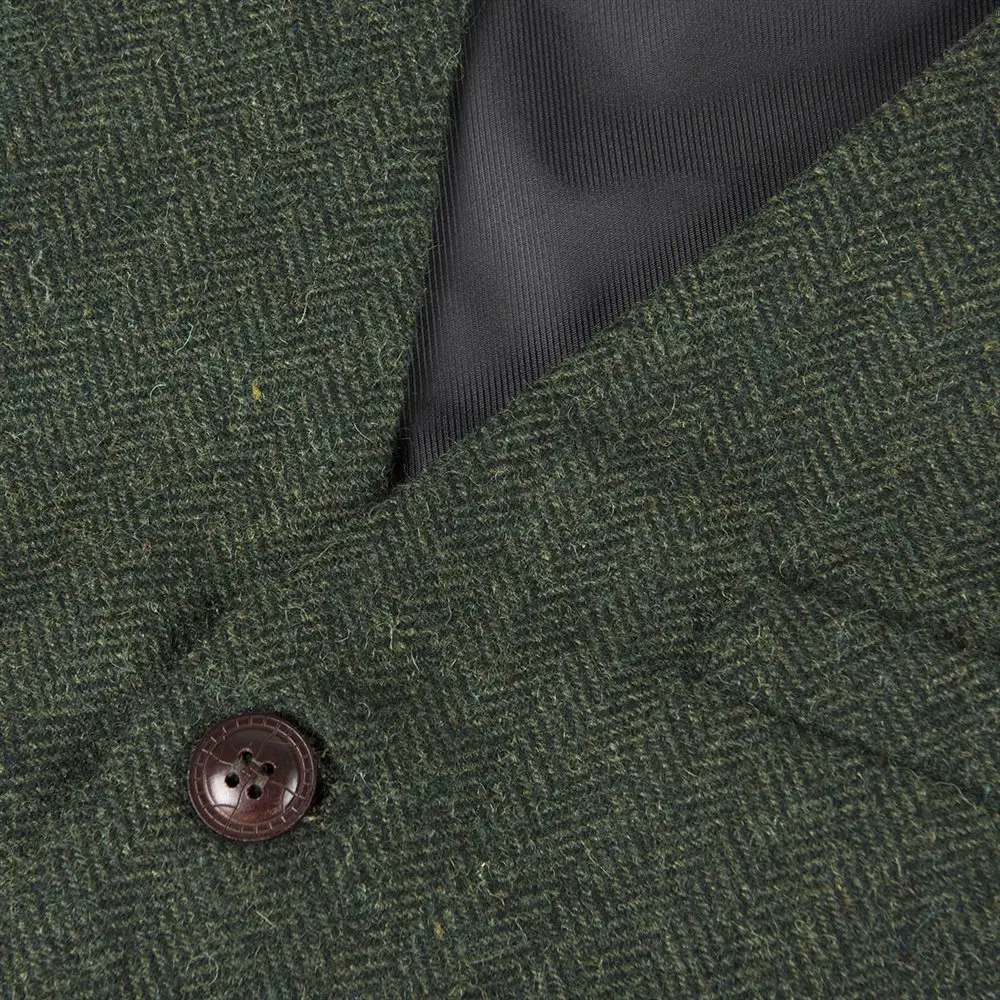 

VOBOOM Green Wool Tweed Suit Vest Mens Waistcoat Single-breasted Herringbone Casual Fitted Suit Vests 007