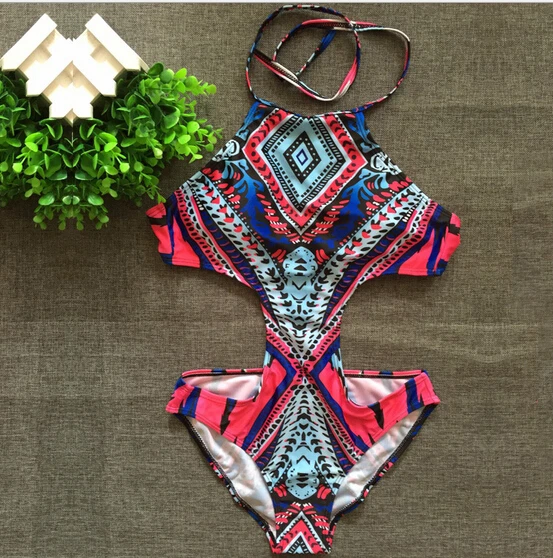 Summer New Women Sexy One Piece Floral Printed Monokini Bodysuit swimwear Vintage High Waist sex Stretch trajes de bano E288 | Спорт и