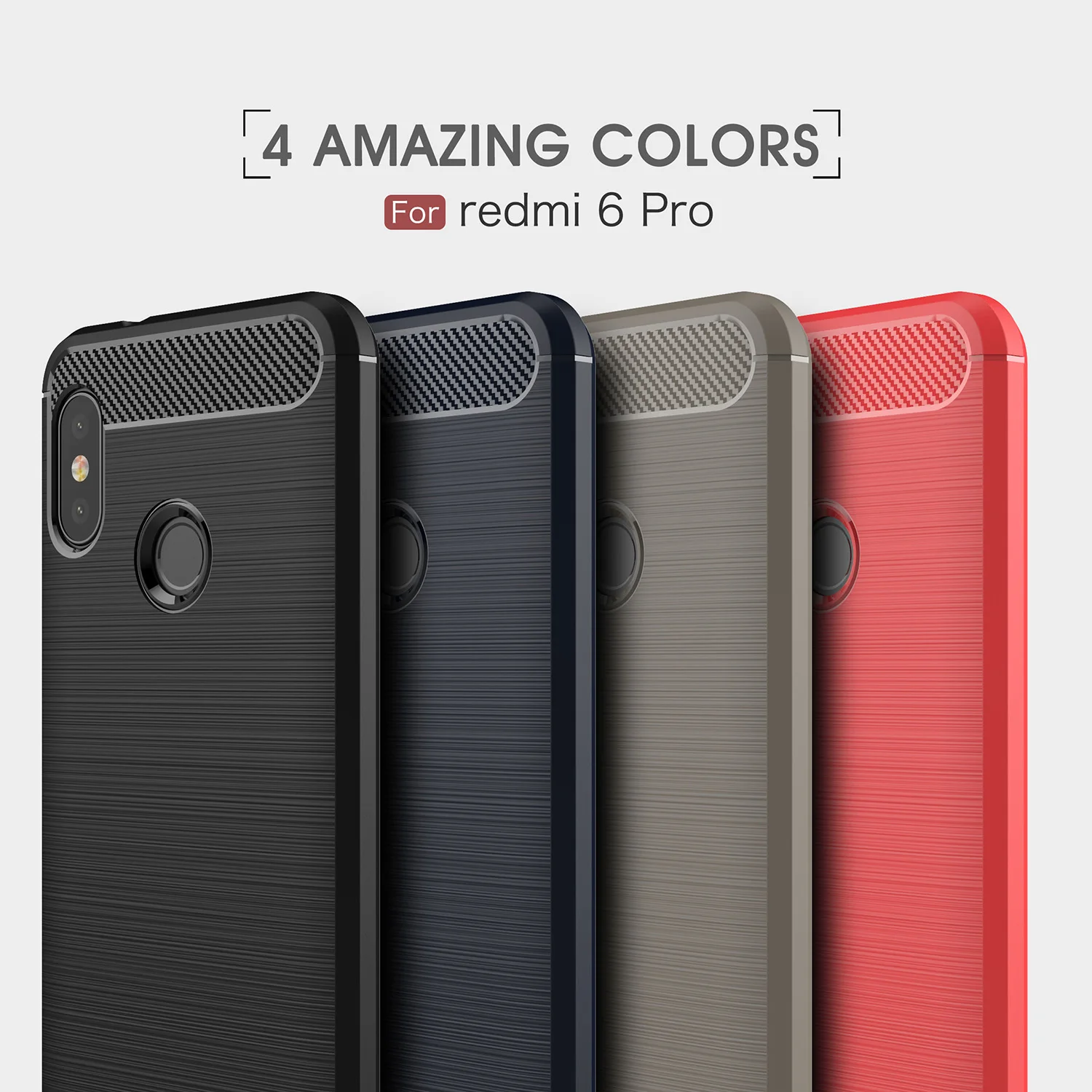 Чехол из углеродного волокна Wolfsay для Xiaomi Redmi 6 Pro мягкий силиконовый чехол