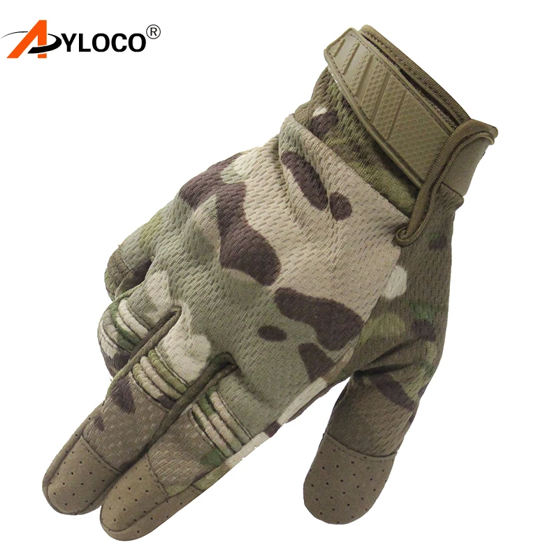 Камуфляжные тактические перчатки для сенсорных экранов военные митенки с