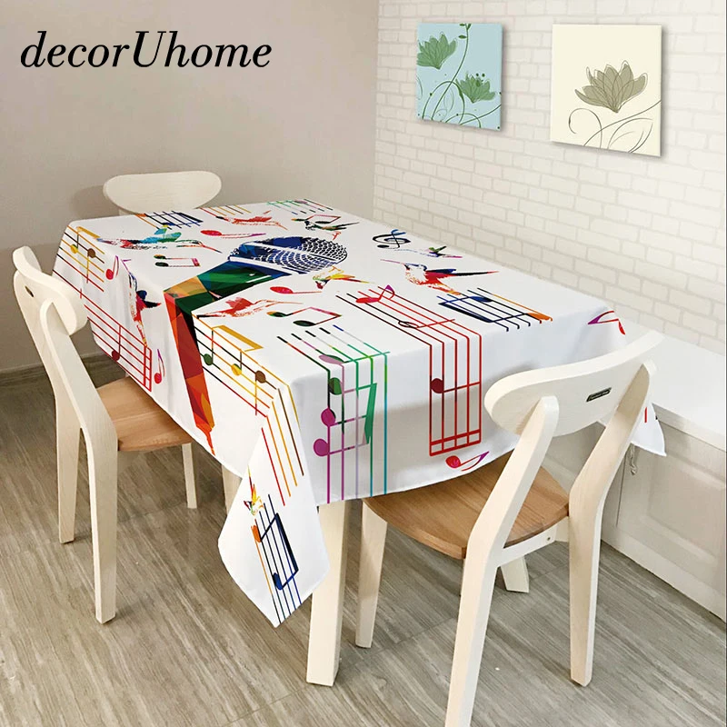 DecorUhome полиэстер водонепроницаемые прямоугольные скатерти музыка Стикеры на клавиши пианино гитара маслостойкая домашняя скатерть скатерти на Банкетный стол