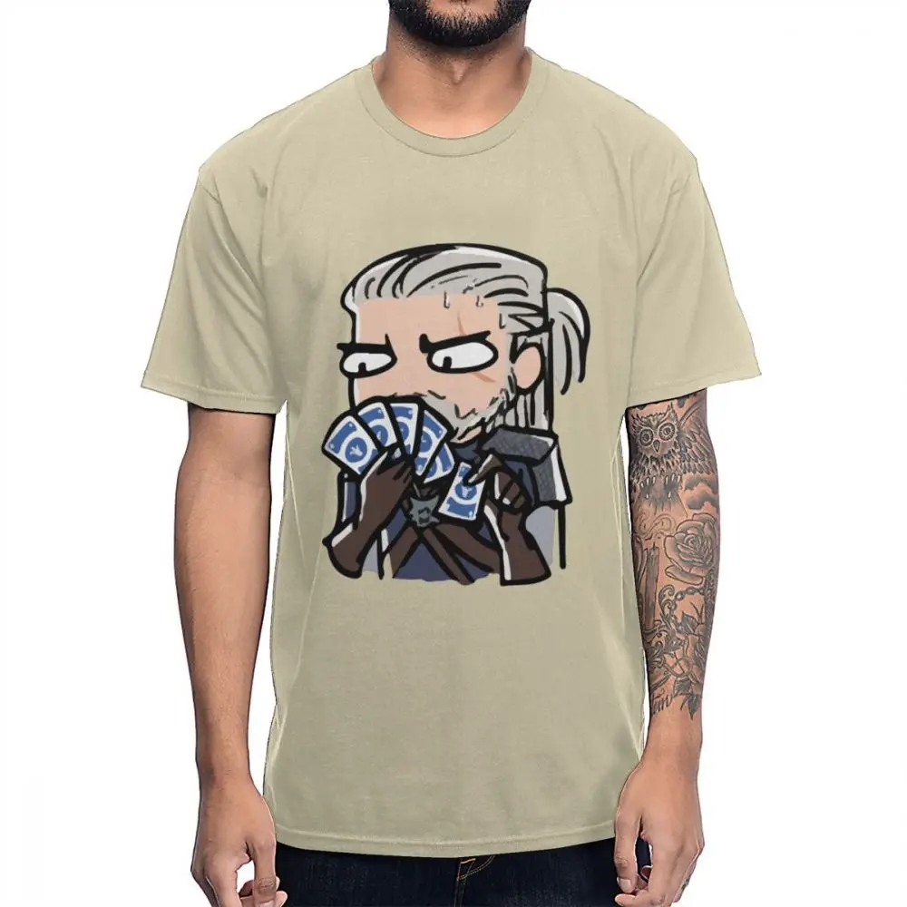 Забавная футболка с героями мультфильмов с героями игры Gwent футболка с круглым вырезом из чистого хлопка Homme - Цвет: Хаки