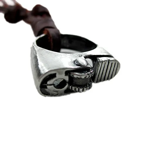 100% Genuine Leather Necklace Vintage Jewelry Pendant Men Necklaces For Women Statement With Metal Round Charm VLN057 | Украшения и
