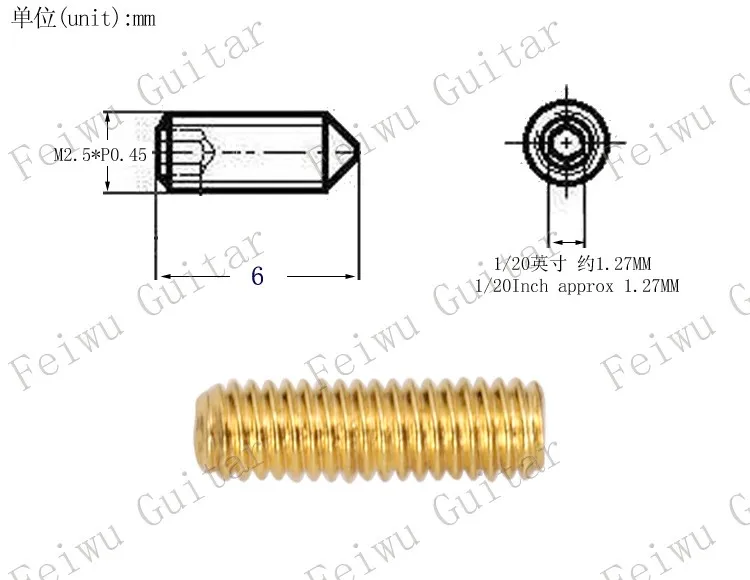 6mm Gold X 12 Pcs 12 шт./упак. тремоло косоурные регулировать высоту шестигранные винты с шестигранной головкой для Электрогитары бас-M2.5*6 мм-10 мм - Цвет: 6mm Gold X 12 Pcs