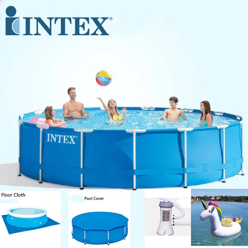 INTEX 366*76 см Piscina круглая рама набор для бассейна Трубная стойка пруд большой семейный бассейн с фильтрующим насосом B32001 - Цвет: Set D
