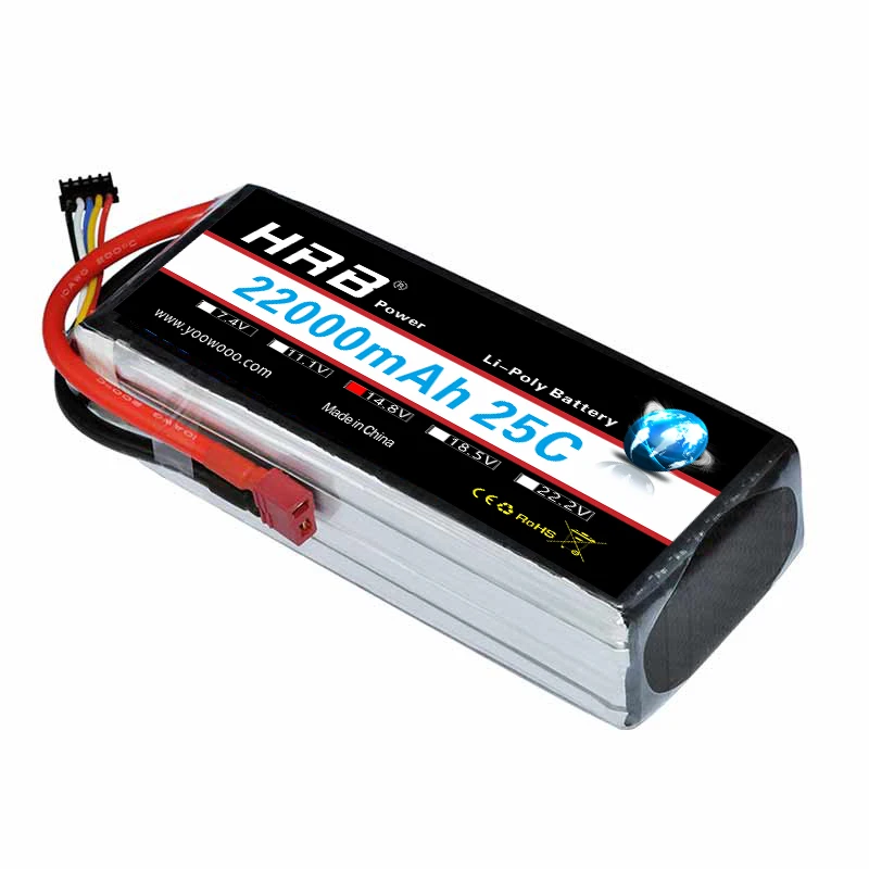 Аккумулятор HRB RC Lipo 2S 3S 4S 7 4 В 11 1 14 8 в 22000 мА/ч 25C MAX 50C с высокой емкостью Т-образной