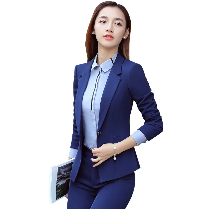 Высокая 2 шт черные брючные костюмы Формальные женские офисные дизайнерские