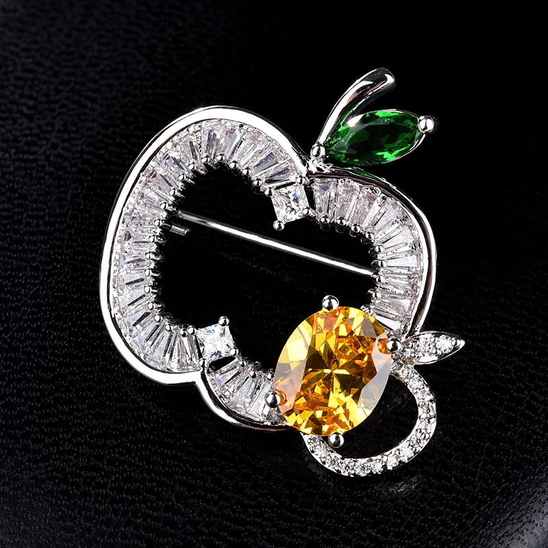 CHUKUI AAA кубический цирконий кристалл яблоко фрукты брошки свадьба брошь шпильки