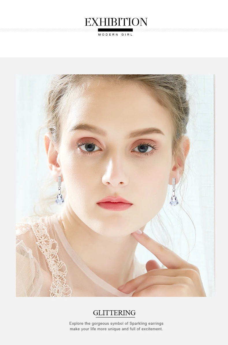 Cdyle 925 пробы серебряные серьги, украшенные кристаллами серьги-капли, ювелирные серьги, геометрические серьги