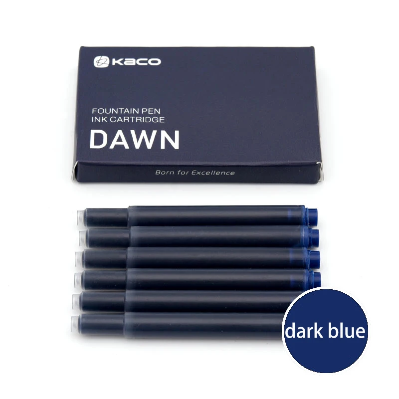 6pcs dark blue ink 6 шт. Kaco большой емкости чернильный картридж портативный черный красный синий темно-синий перьевая ручка чернильные картриджи Двойная Головка Универсальный - Цвет: 6pcs dark blue ink