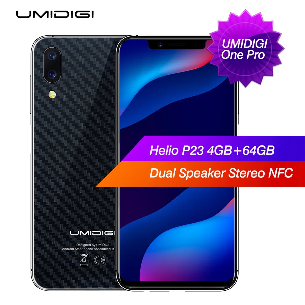 UMIDIGI One Pro глобальная лента 5 86 Android 8 1 мобильный телефон Беспроводной зарядки 4 Гб 64