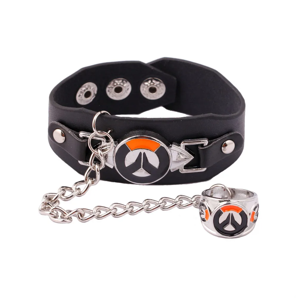 OW One Piece Zelda атака на Титанов панк Черное кольцо из искусственной кожи браслет руку