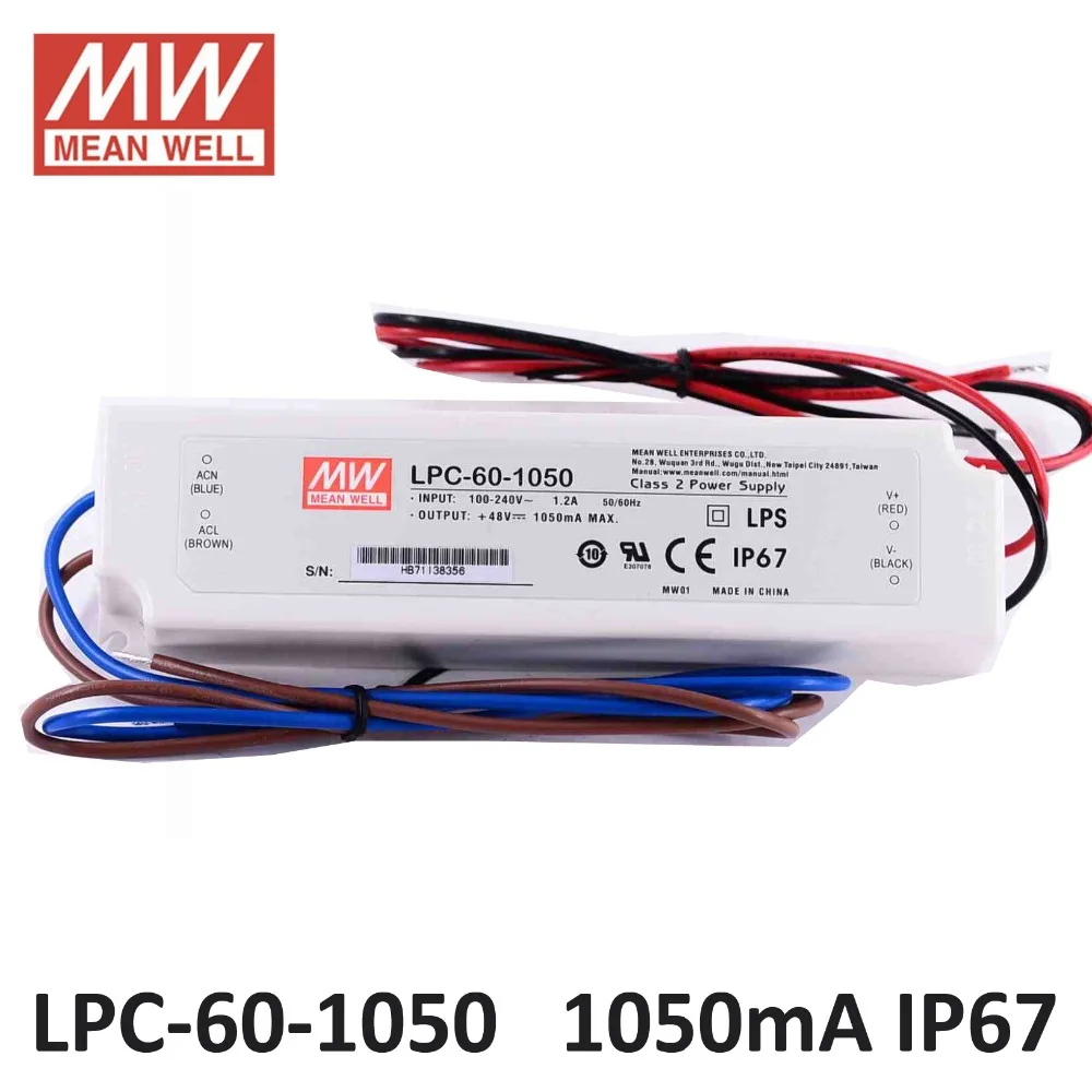 источник питания регулируемый Meanwell LPC 60 1050 постоянный ток led 9 48VDC выход 50.4 Вт 1050mA