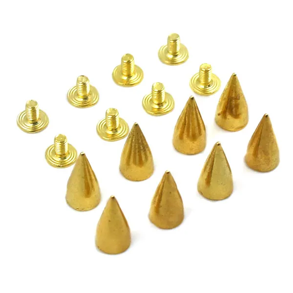 Gold 100 шт 7x14 мм конусные шпильки и шипы для металлические украшения для одежды заклепки для сумок шпильки для панк-рок Кожа DIY ремесло 4 вида цветов - Цвет: Gold