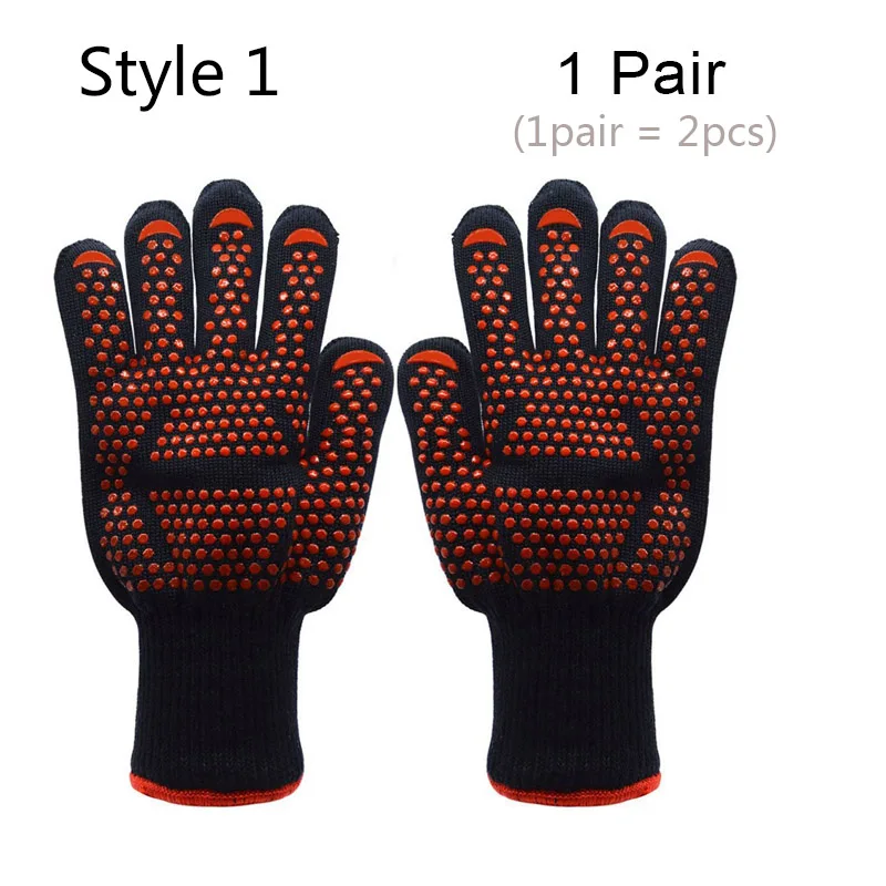 Style 1 -1pair(2pcs) 500-800 градусов по Цельсию экстремальные термостойкие перчатки для барбекю для выпечки Прихватки для гриля кухонные аксессуары перчатки для приготовления пищи - Цвет: Style 1 -1pair(2pcs)