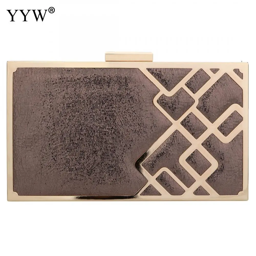 Flannelette Green Clutch Wedding Women Box Bag Gold Chain Geometric Zinc Alloy Christmas Evening Bags Female Party Clutch Gold - Цвет: coyote brown