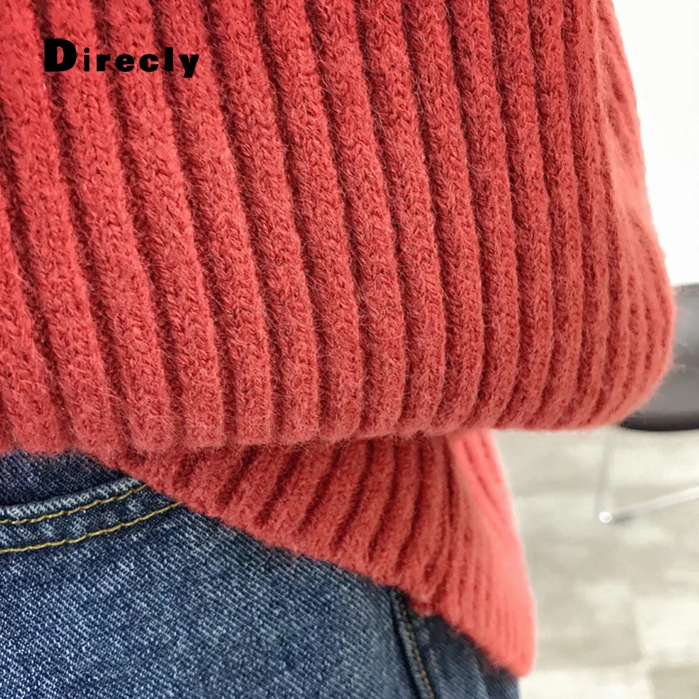 Direcly2018 яркий цвет свитер с высоким воротом женская осенняя и зимняя одежда свободный ленивый небольшой свежий пуловер свитер женский