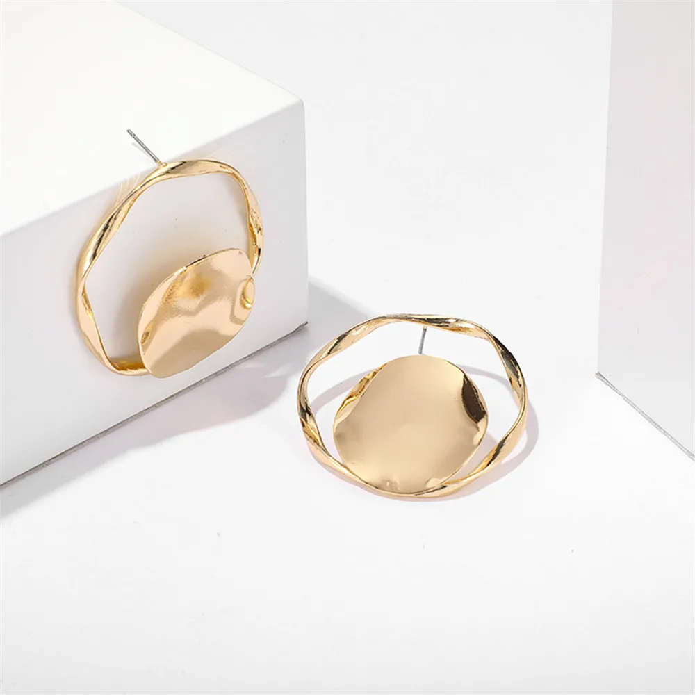 Женские винтажные сережки из Золотого Сплава MLING асимметричные круглые