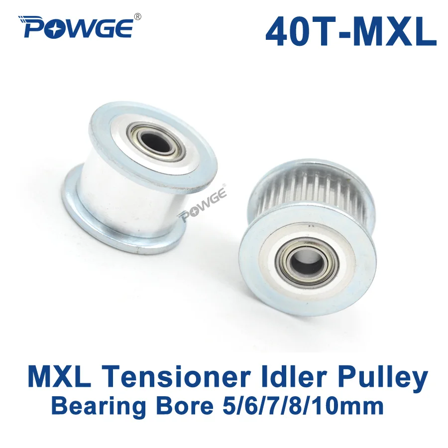 

POWGE Inch 40 Teeth MXL synchronous Pulley Idler Tensioner Wheel Bore 5/6/7/8/10mm with Bearing Guide Passive pulley 40teeth 40T
