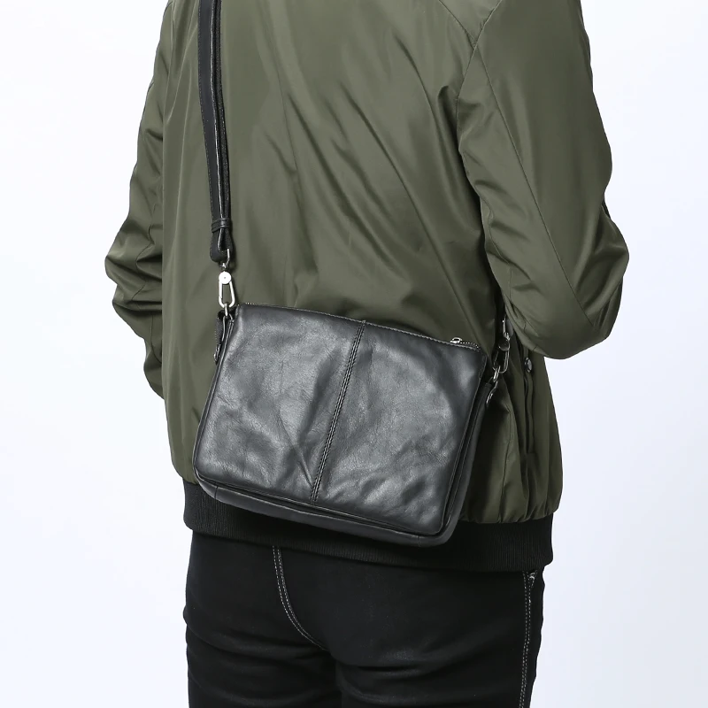 LANSPACE  leather men bag brand high quality cow leather business handbag top shoulder bag