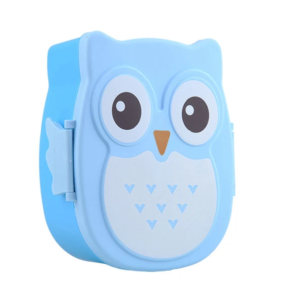 Blue Детская коробка для обеда милый мультфильм сова ланч бокс еда контейнер для хранения Портативный Bento box Контейнер с отсеками - Цвет: Blue