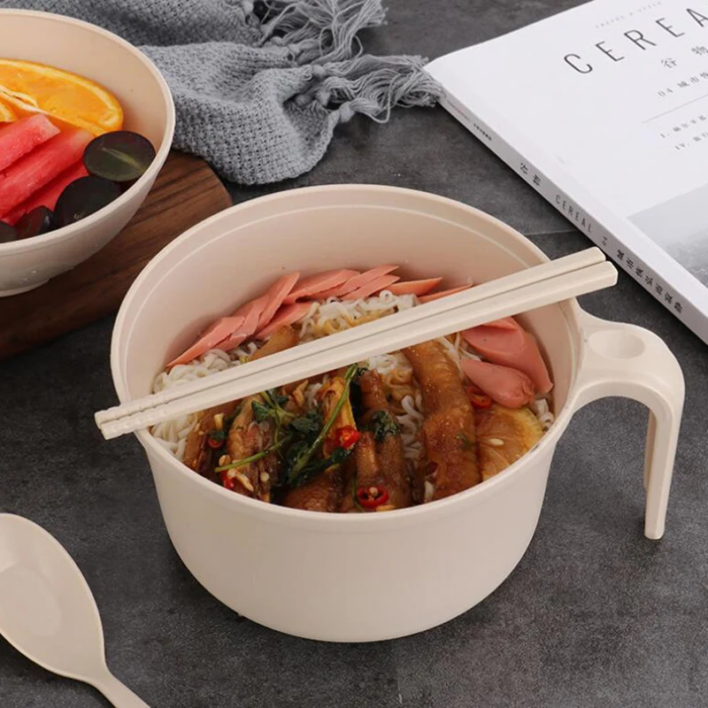 5 шт. в наборе Экологичная пшеничная соломинка миска для лапши с крышкой детский