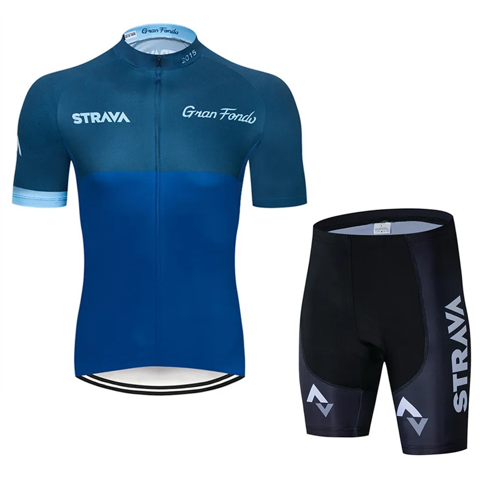 NO.12 Ropa Bicicleta de carretera STRAVA Team велосипедная одежда Летний велосипедный костюм с коротким рукавом мужской топ и низ нагрудник шорты - Цвет: NO.12