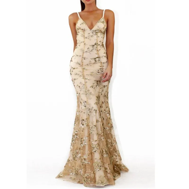 Весенне-летнее модное сексуальное платье на бретельках с глубоким v-образным