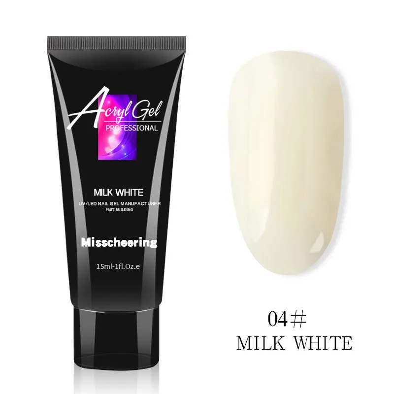 04milk white 15 мл ногтей поли Гель Палец расширение Кристалл Желейный Кристалл средство для снятия лака камуфляж УФ светодиодный твердый гель акриловый строитель гель - Цвет: 04milk white