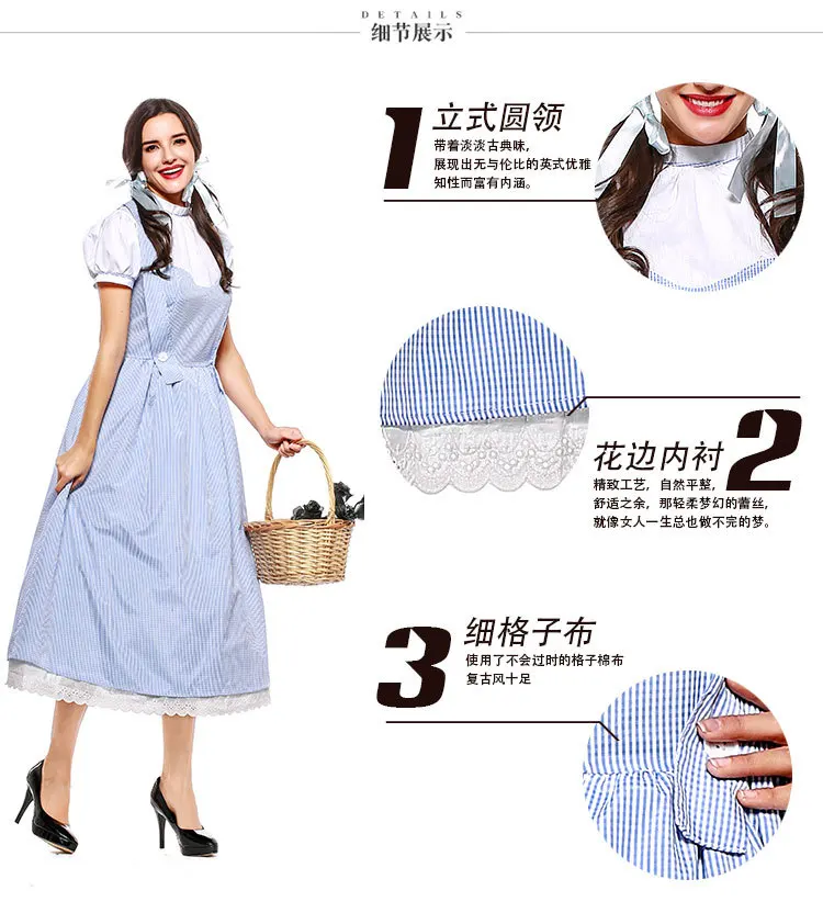 Плюс Размеры Dorothy с персонажами мультфильма «Волшебник страны Оз» семейная одежда взрослым Для женщин Dorothy принцесса горничной Наряжаться костюмная вечеринка на Хэллоуин платье наряд