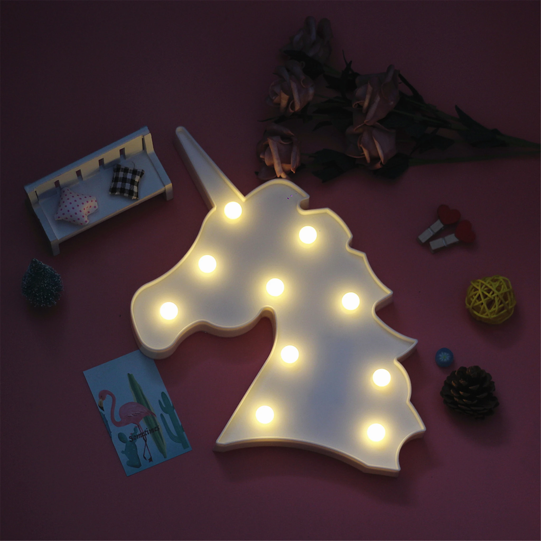 Светодиодный ночник 3D в виде единорога звезды Луны лампа украшение для спальни