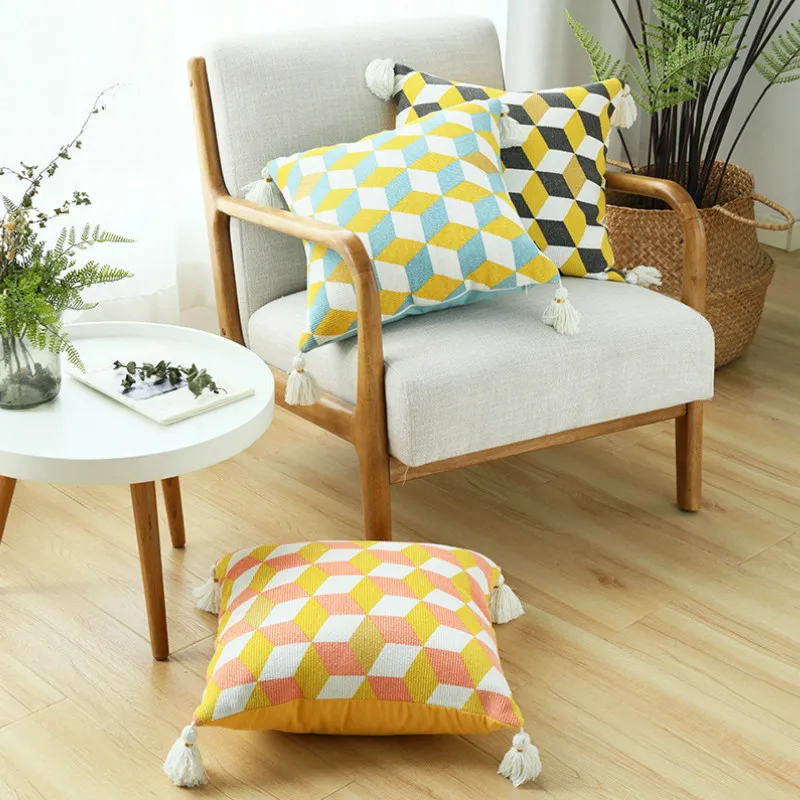 Чехол для подушки DUNXDECO геометрический рисунок 45x45 см