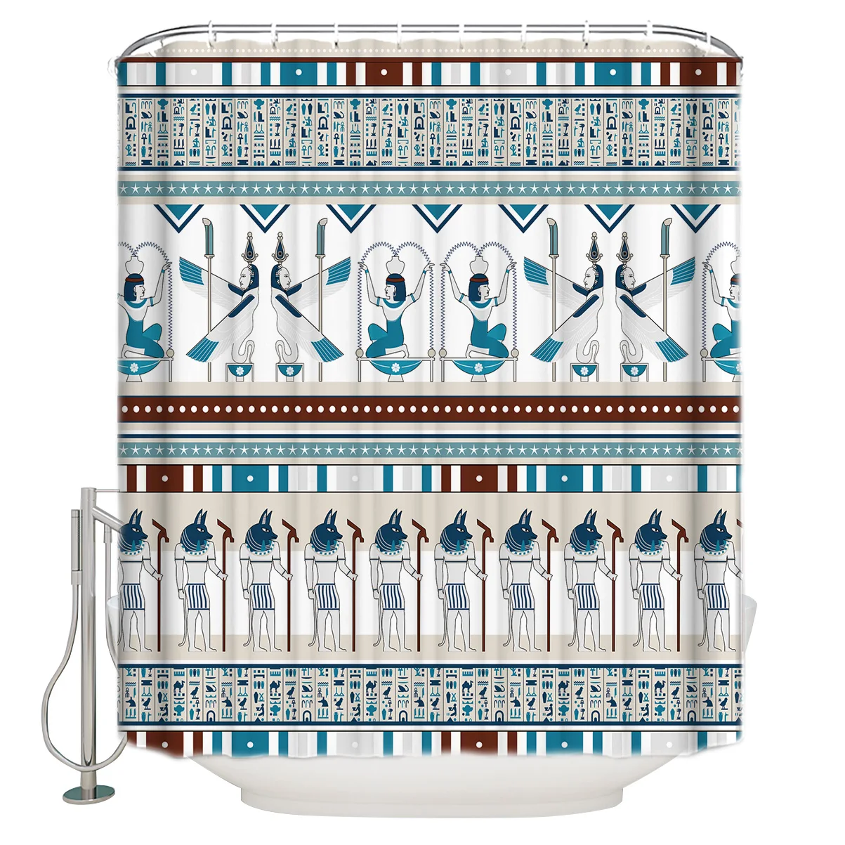 Egyptian Civilization Vintage Religion Mystery Waterproof Shower Curtain Bathroom Decor Sets with Hooks | Дом и сад