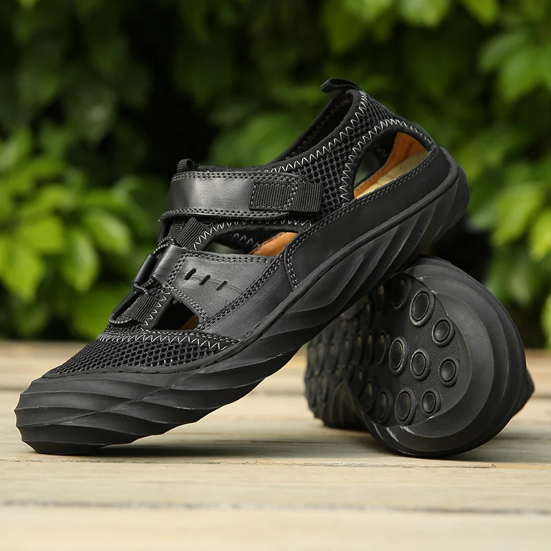 Misalwa горячая Распродажа Летняя обувь тапочки для мужчин сетчатые кожаные дышащие