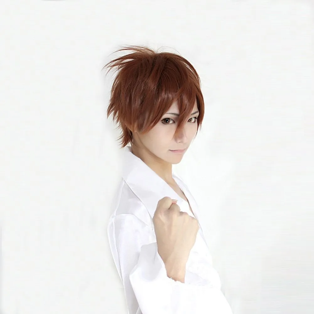 Учитель-мафиози реборн Sawada Tsunayoshi короткие коричневые Косплэй+ парик Кепки
