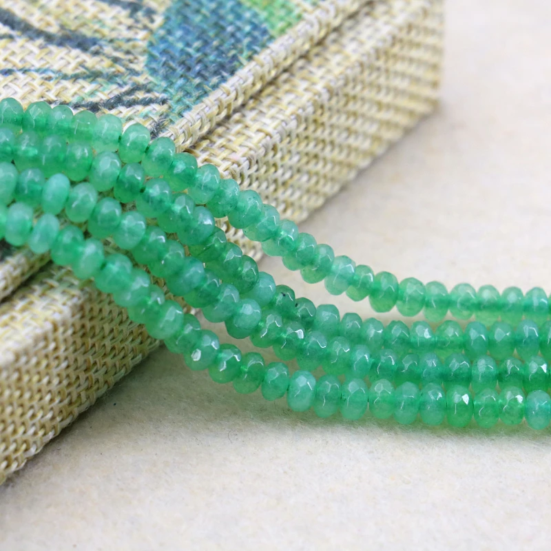 

Faceted shallow green 2X4mm chalcedony abacus shaped loose beads 15" 2pcs/lot DIY fit women jewelry making