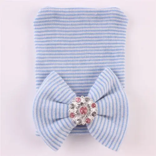 PUDCOCO Infant Baby Knitted Warm Cotton Hat Beanie Bowknot Butterfly Soft Striped Cap | Детская одежда и обувь