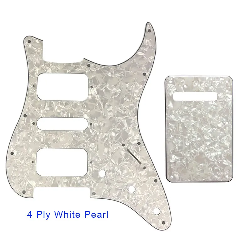 4 ply white pearl Pleroo гитарные аксессуары 11 винтовое отверстие накладка с задней пластиной для Fender Stratocaster standard ST HSH гитарная пластина для царапин - Цвет: 4 ply white pearl