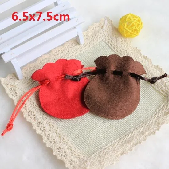 

50 Pcs/lot Soft Imitation Deerskin 6.5x7.5cm Small Gourd Velvet Drawstring Suede Bags For Jewelry Packing Christmas Gift Pouch