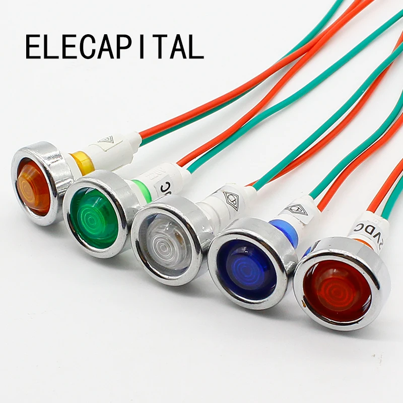 10 шт. мм 12 В светодиодный индикатор с 18 см проводом сигнальная лампа|indicator light|indicator